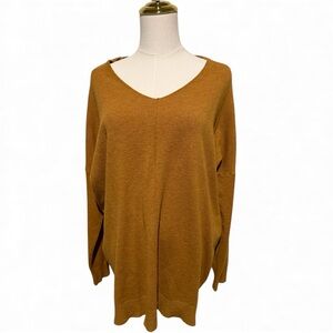 🎆Dreamers by Debut Oversized V-Neck Sweater – Camel Mustard – Size XL